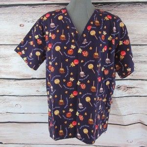 Best Medical wear women's Large scrub top trick or treat pattern